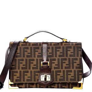 Fendi Bag Zucca Vitello Classic No. 1 Satchel Tobacco Moro Crossbody Top handle